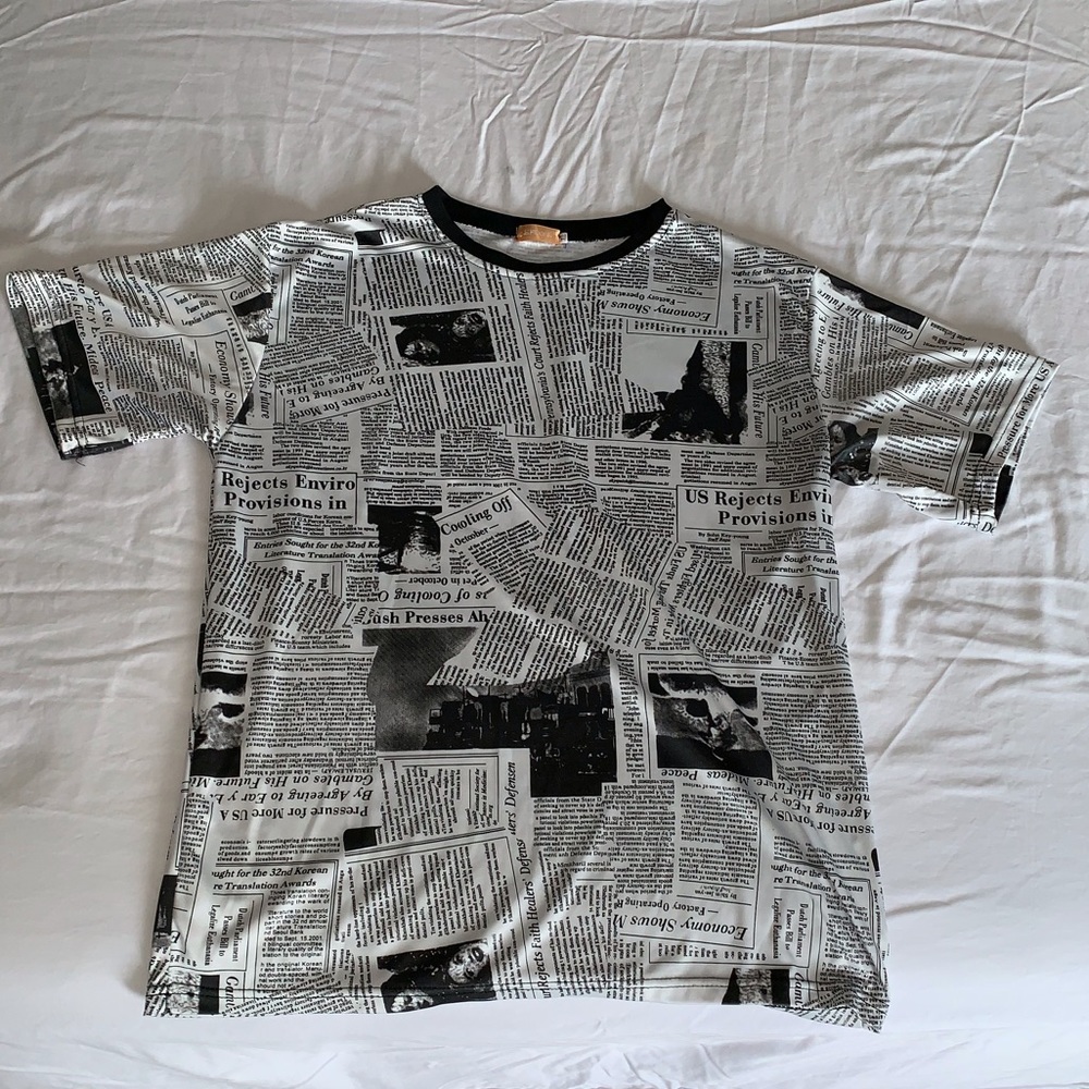 Newspaper print t shirt tee